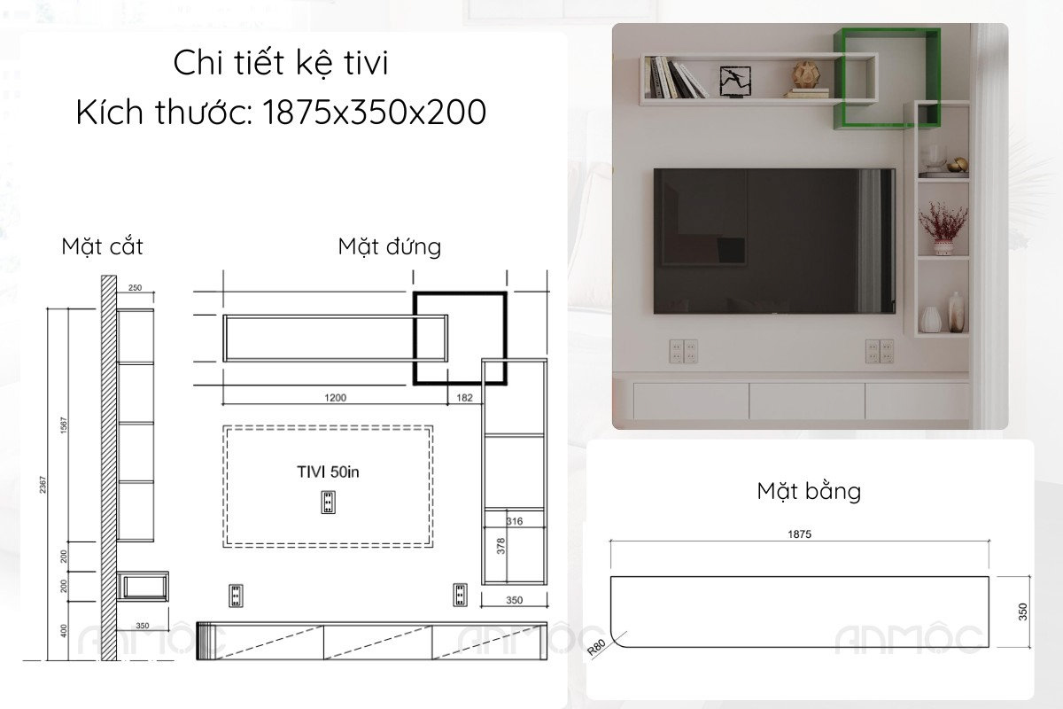Kệ tivi phòng khách với thiết kế tiện nghi, mang lại không gian lưu trữ hiệu quả