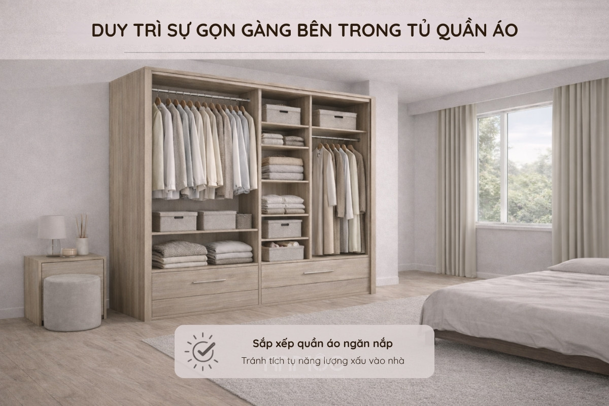Luôn giữ đô đạc trong tủ luôn gọn gàng tránh tích tụ năng lượng xấu