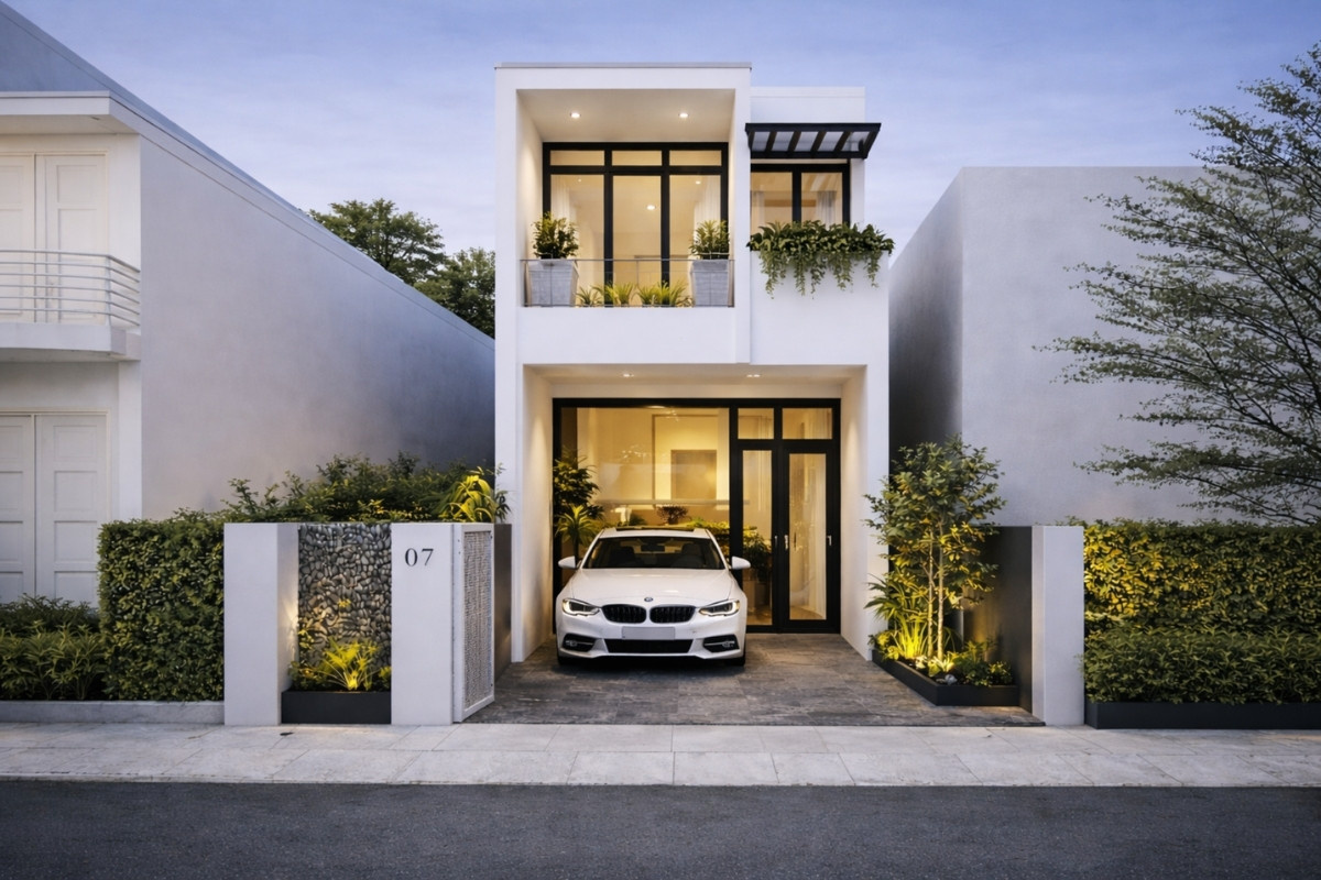 Nhà ống 2 tầng đẹp mặt tiền 7m