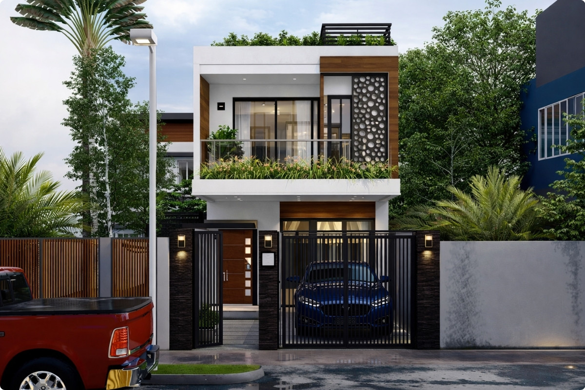 Nhà ống 2 tầng đẹp mặt tiền 7m