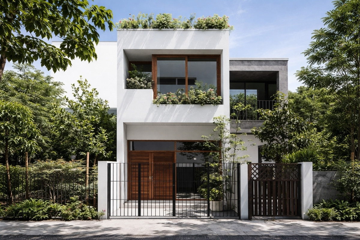 Nhà ống 2 tầng kết hợp với các khu vực chức năng khác