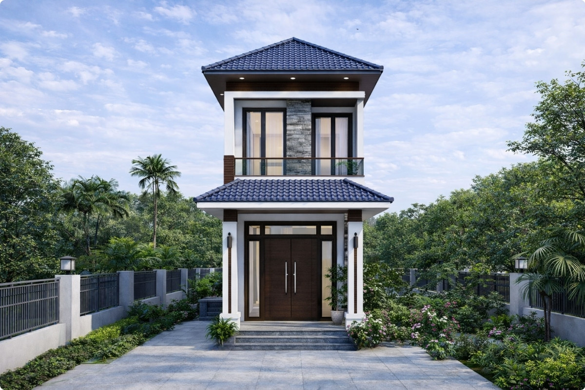 Nhà ống 2 tầng mái nhật