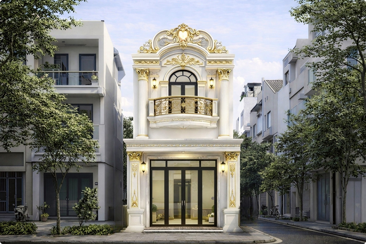 Nhà ống 2 tầng phong cách cổ điển