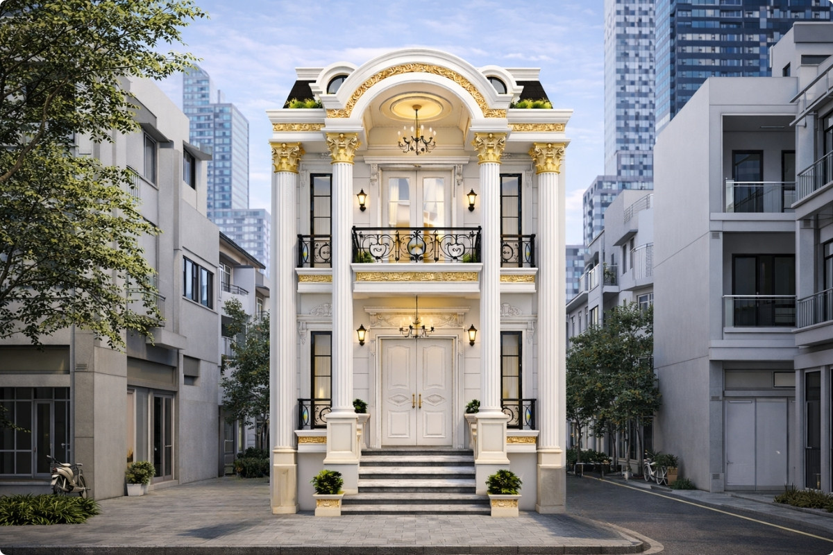 Nhà ống 2 tầng phong cách cổ điển