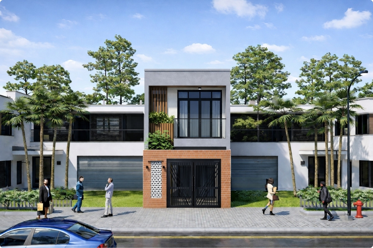 Nhà ống 2 tầng phong cách hiện đại