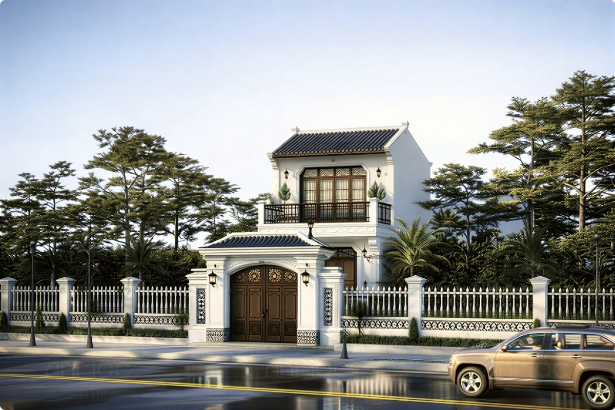 Nhà ống 2 tầng phong cách indochine