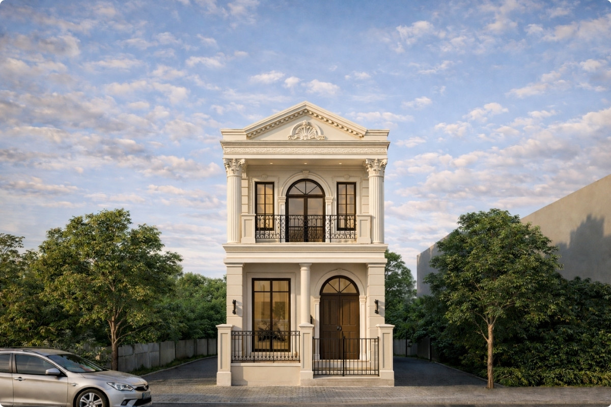 Nhà ống 2 tầng phong cách tân cổ điễn