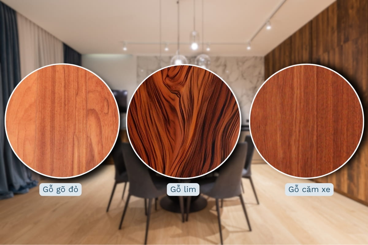 Nội thất chung cư gỗ gõ đỏ, lim, căm xe