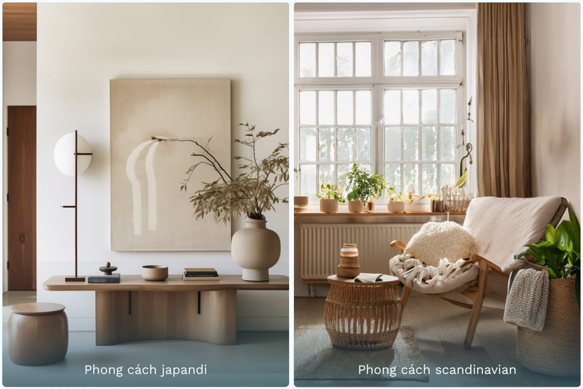 Nội thất chung cư gỗ tự nhiên phong cách Japandi & Scandinavian