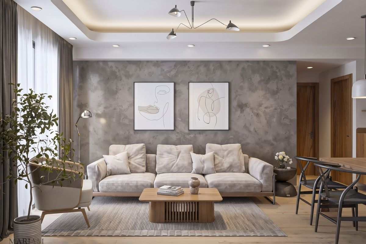 Phong cách thiết kế chung cư mộc mạc hiện đại