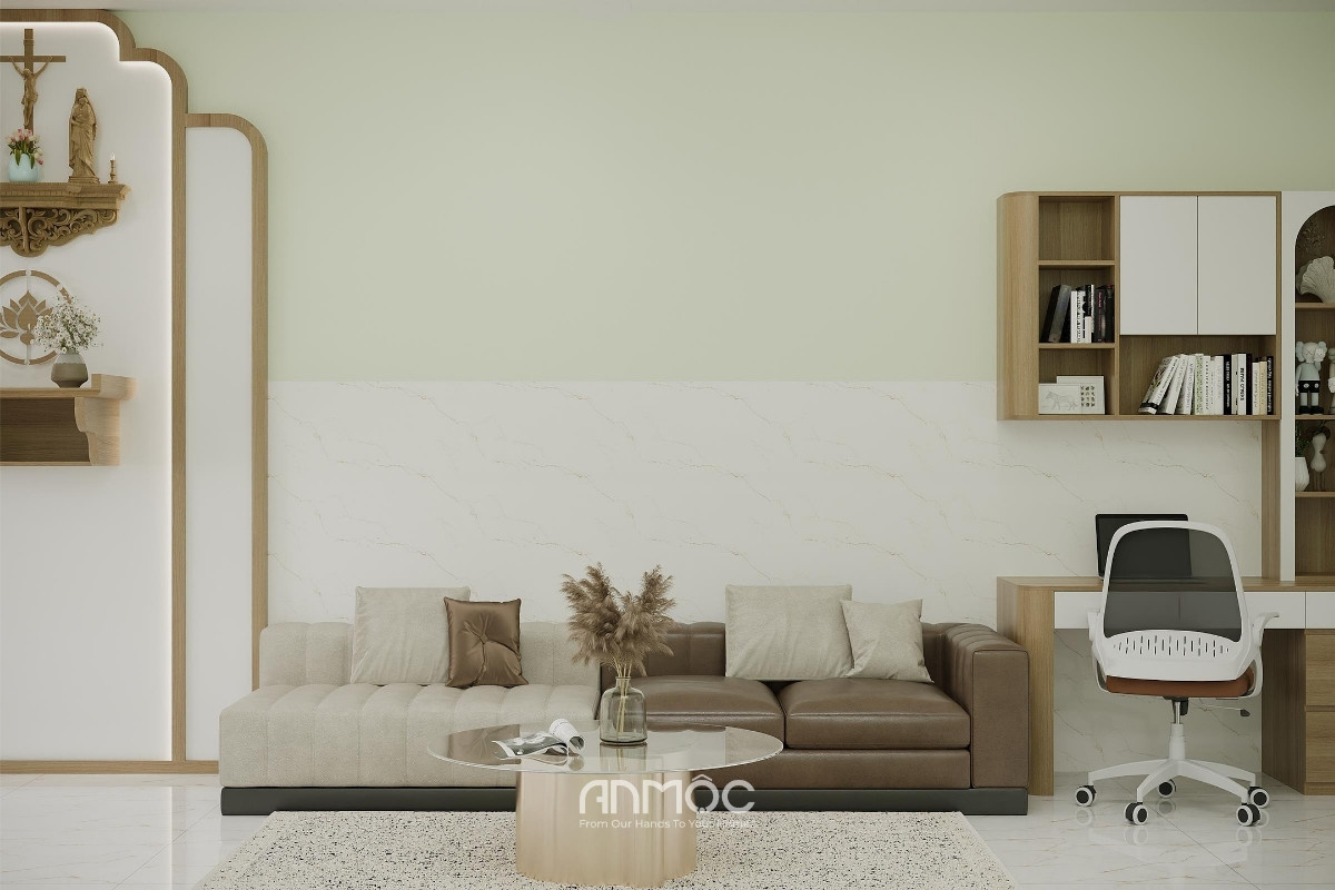 Sofa bàn trà đơn giản, gọn gàng nhưng vẫn đảm bảo mang lại sự thư giãn khi nghỉ ngơi