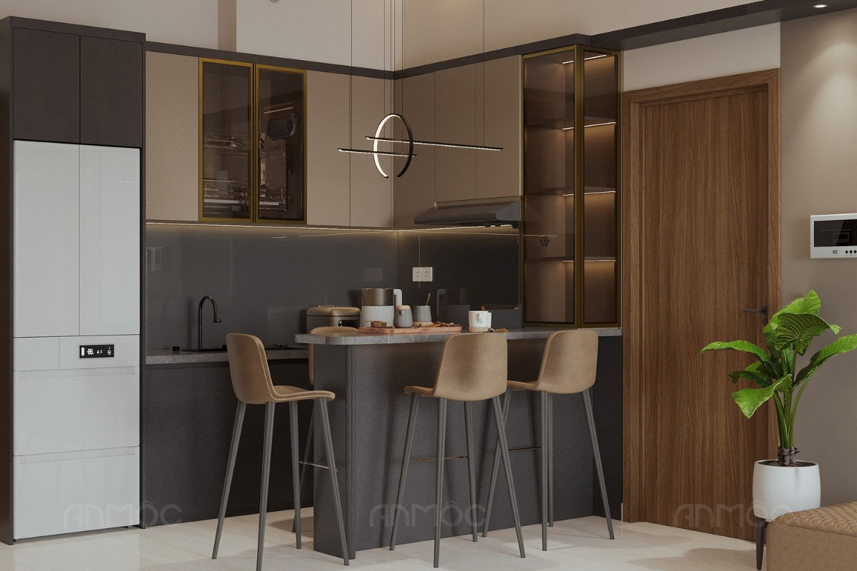 Phòng bếp, Thiết kế nội thất chung cư Swanbay 52m2