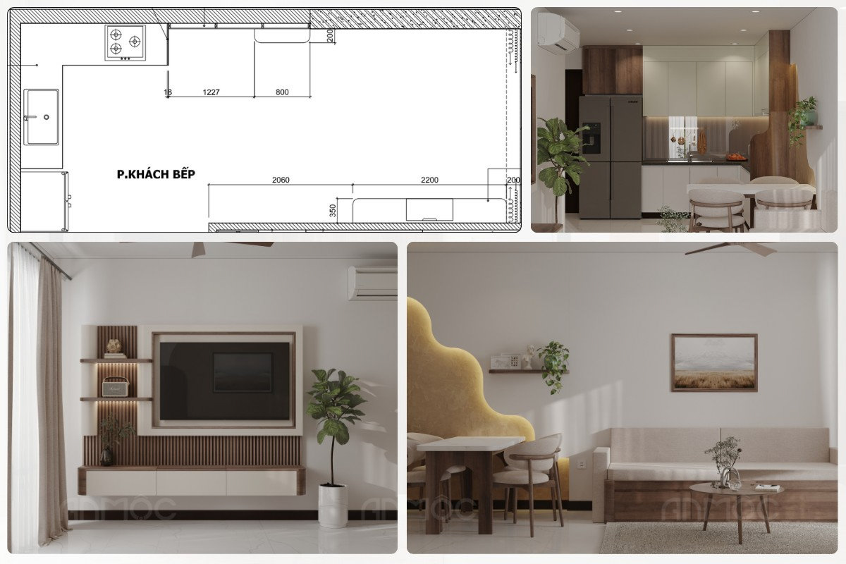 Thiết kế nội thất phòng khách căn hộ Skyview hiện đại, tiện nghi