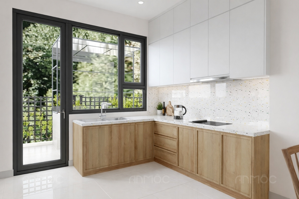 Thiết kế phòng bếp cho nhà ống 2 tầng