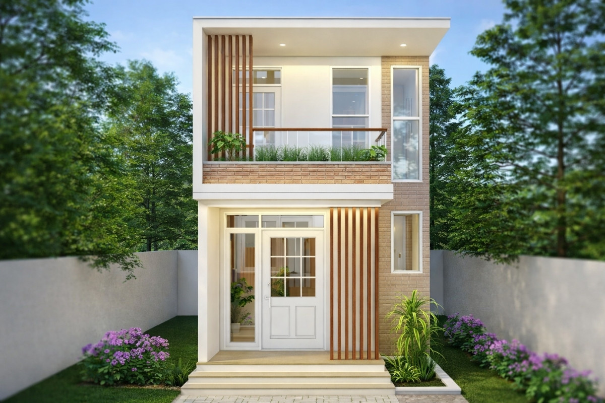 Tối ưu công năng trên quỹ đất hẹp, mặt tiền gọn gàng và thông thoáng