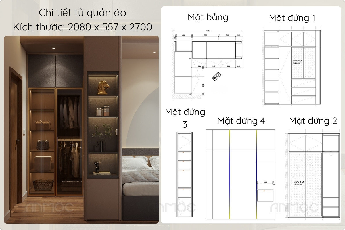 Tủ áo được thiết kế hiện đại và thông minh