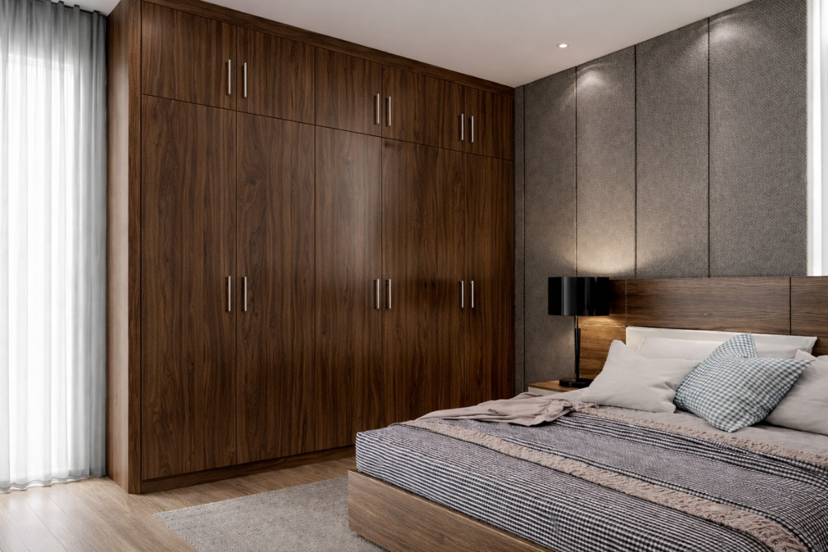 Tủ quần áo đẹp sử dụng gỗ óc chó