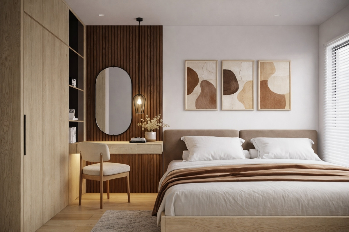 Tủ quần áo đẹp sử dụng gỗ sồi