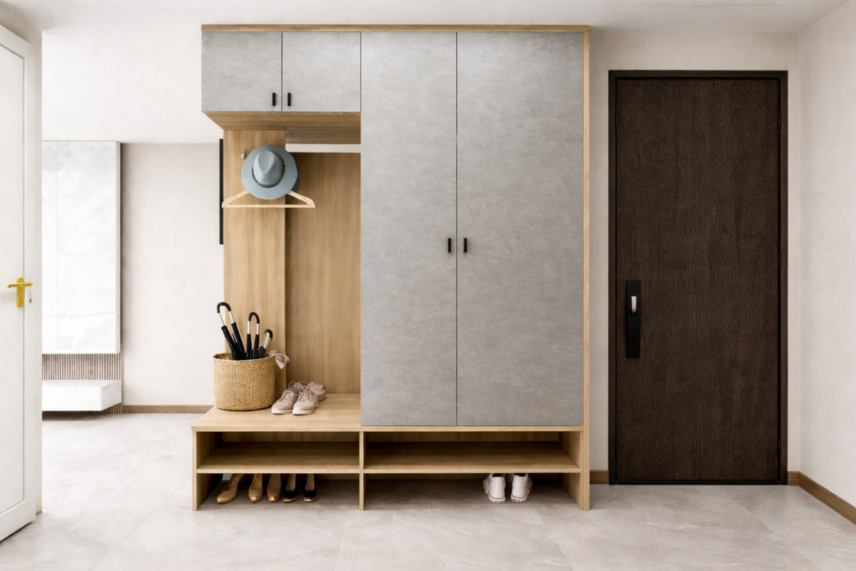 Tủ quần áo kết hợp kệ giày