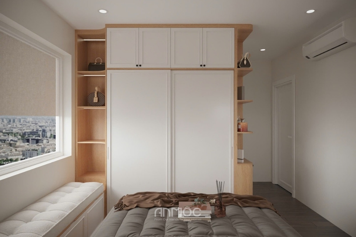 Tủ quần áo kết hợp kệ trang trí