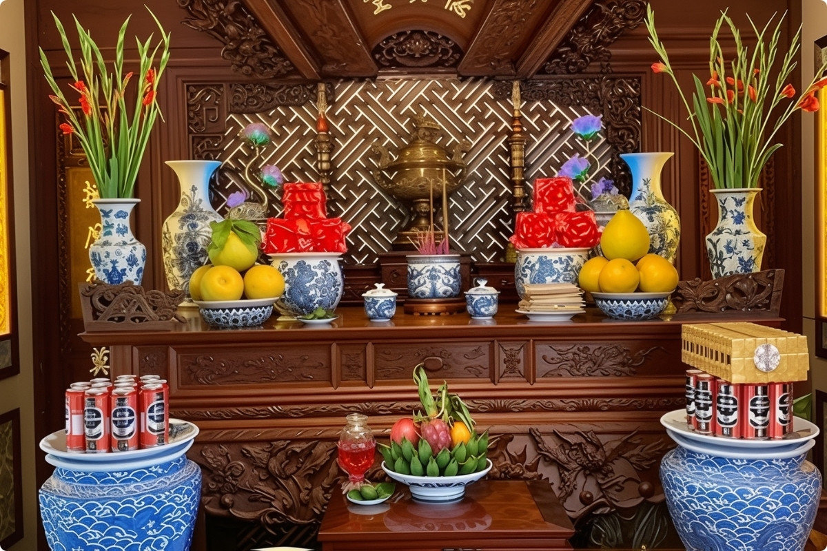 Bố trí vật dụng trên bàn thờ đúng phong thủy và cân đối
