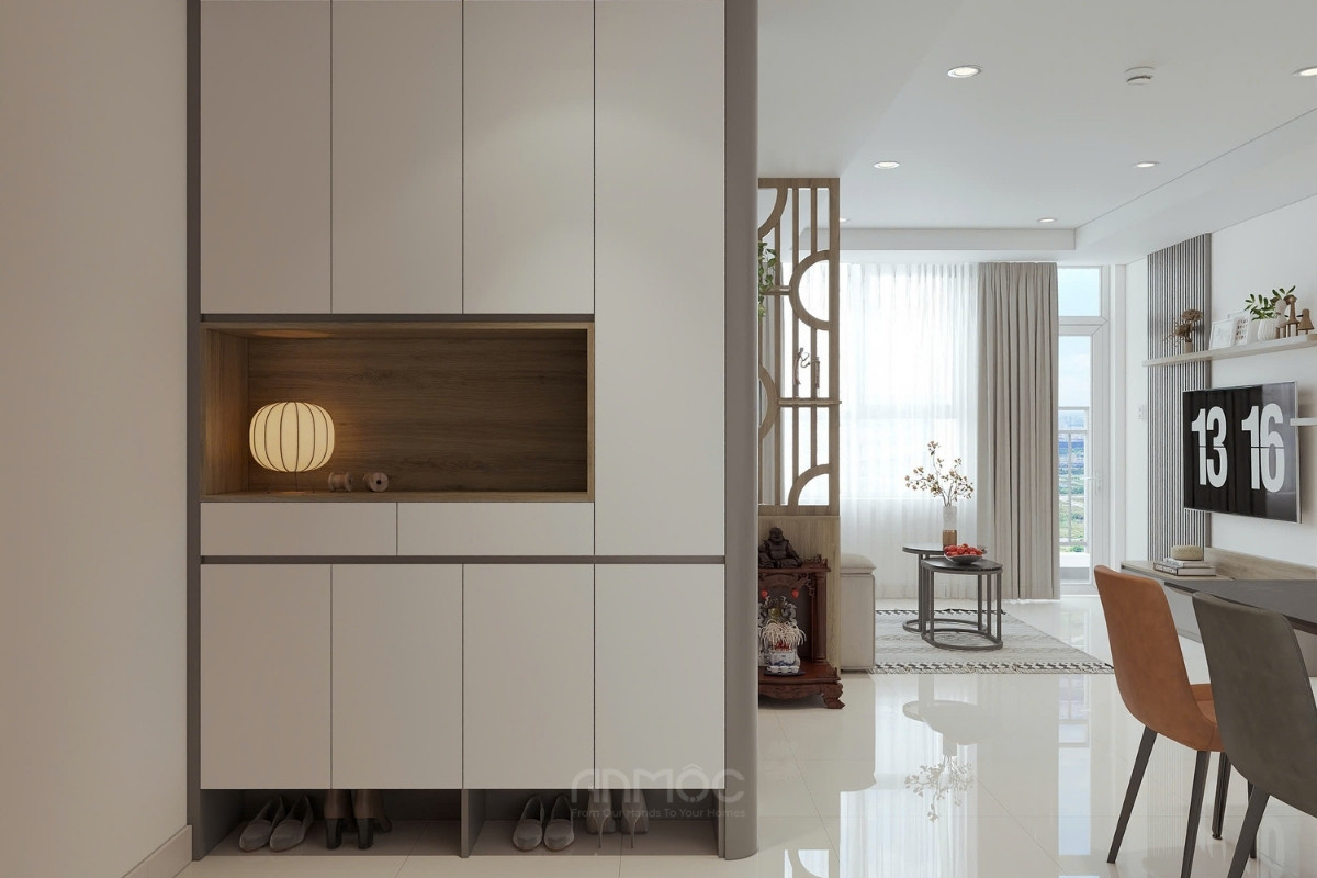 Góc nhìn từ cửa ra vào vào phòng khách