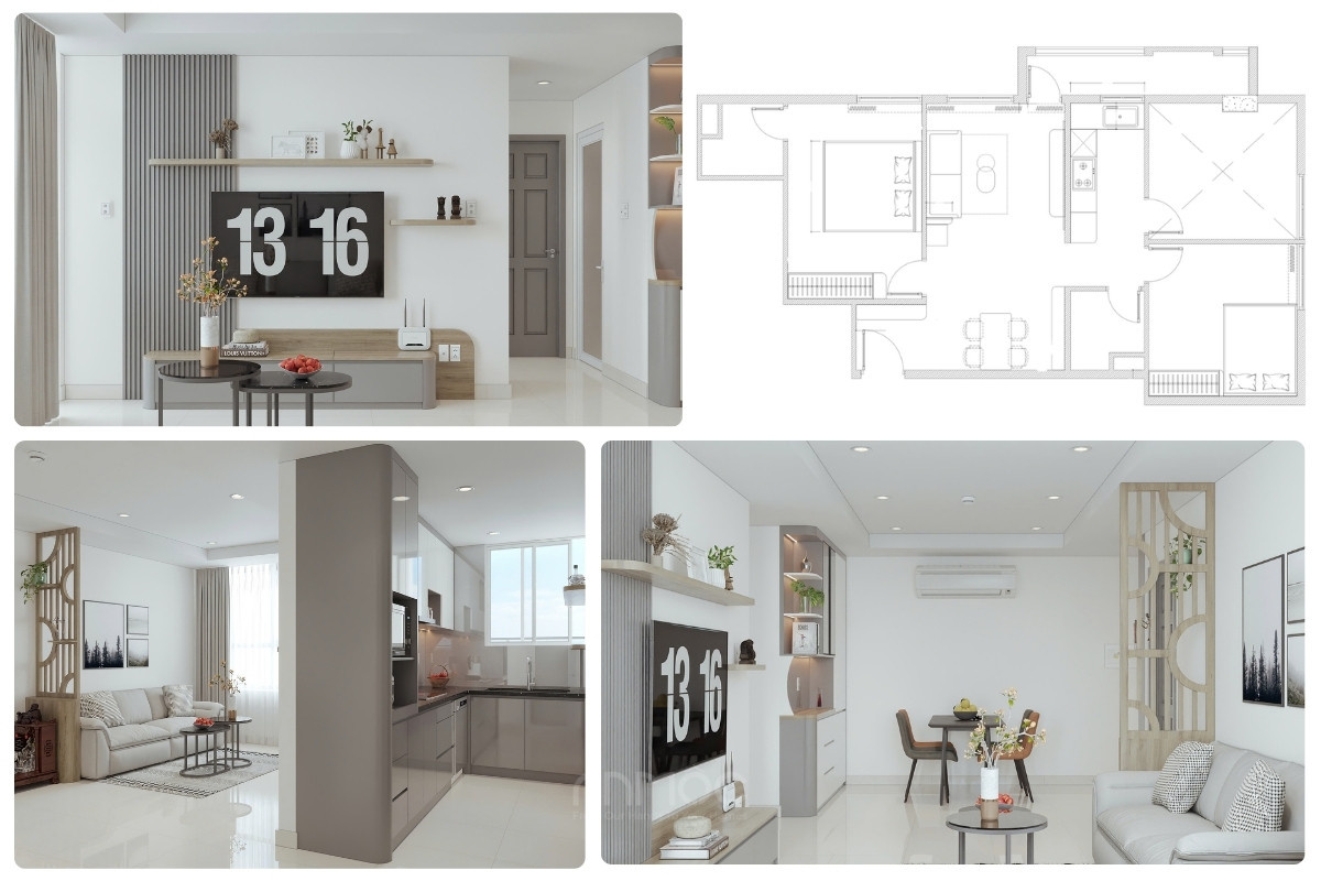 Thiết kế nội thất chung cư Khuông Việt 80m2 của anh Công