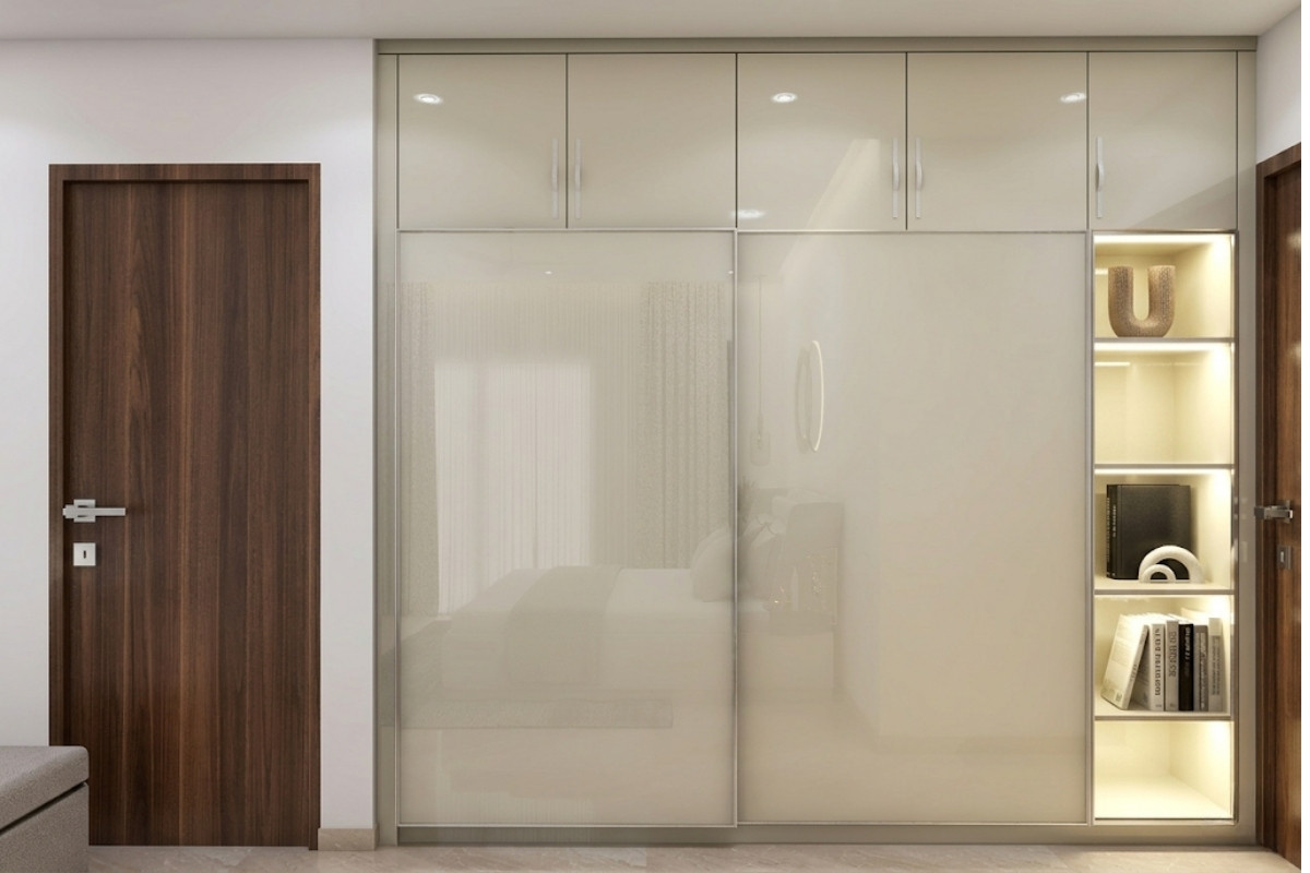 Tủ quần áo acrylic màu be
