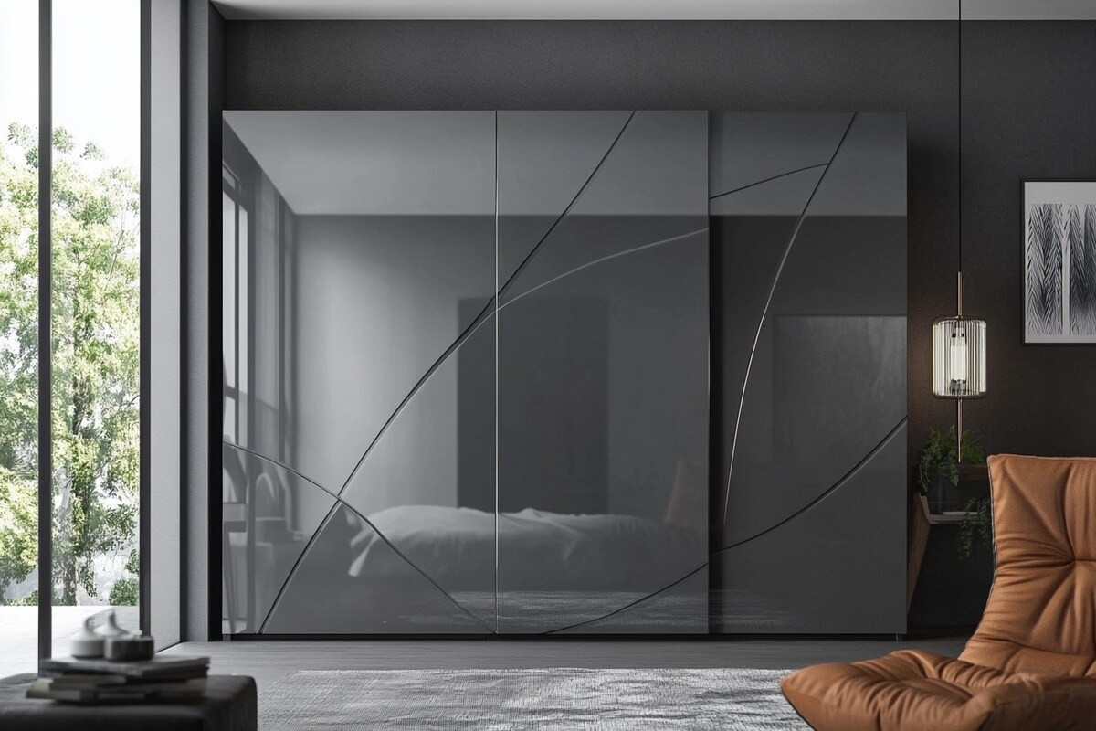Tủ quần áo acrylic màu xám