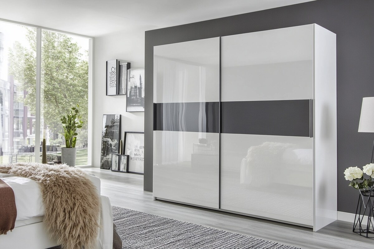 Tủ quần áo acrylic màu xám trắng 