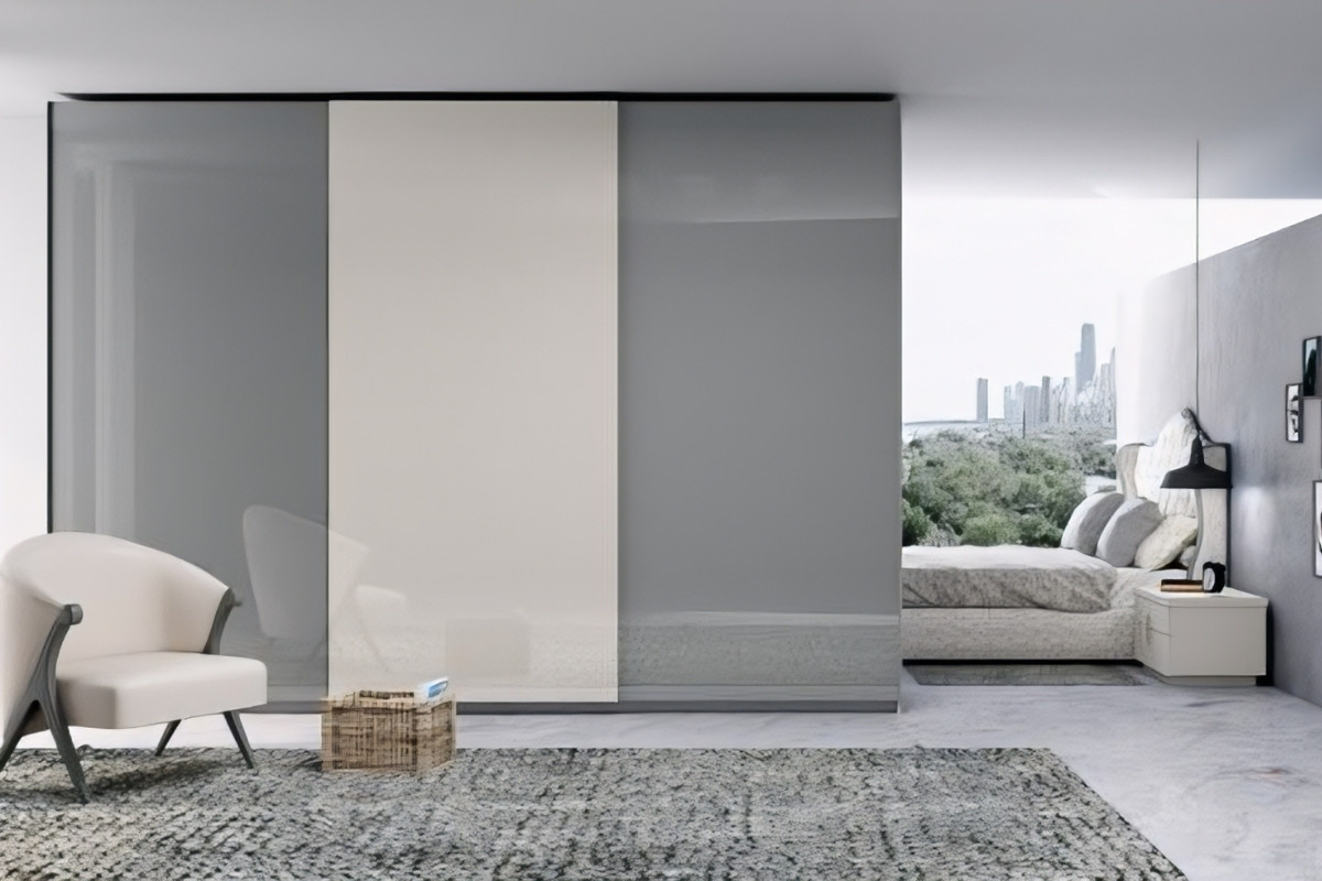 Tủ quần áo acrylic màu xám trắng