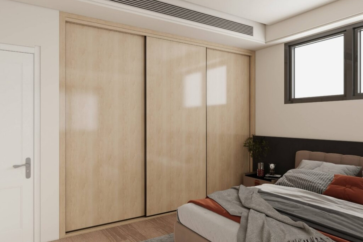 Tủ quần áo acrylic vân gỗ