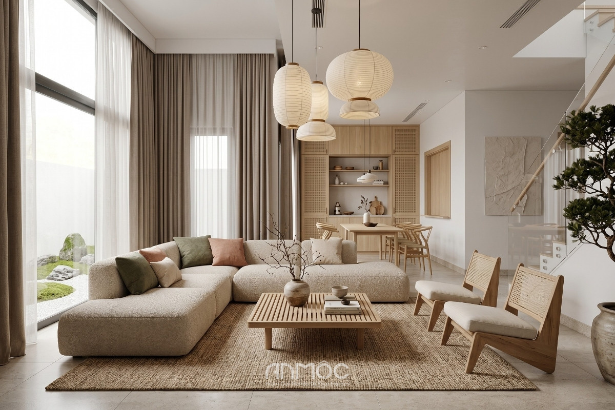 Mẫu thiết kế nội thất nhà phố Japandi 70m2 (2)_An Mộc
