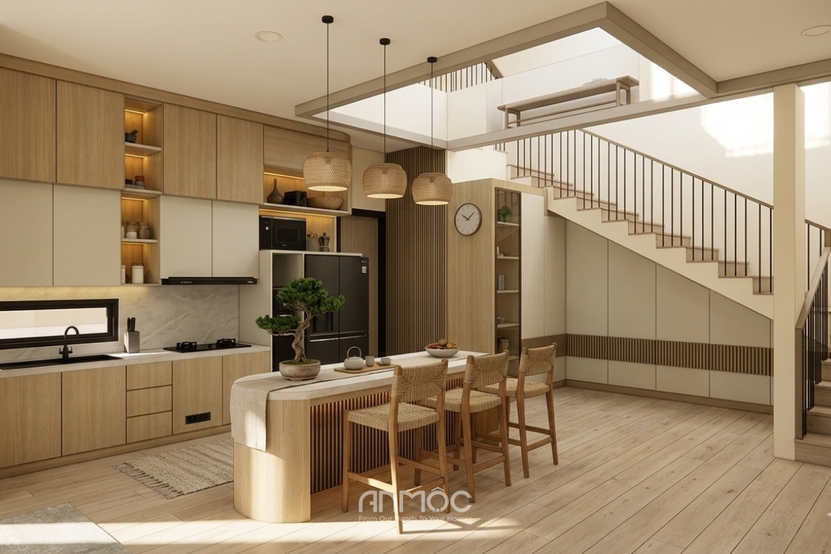 Mẫu thiết kế nội thất nhà phố Japandi 80m2 (2)_An Mộc