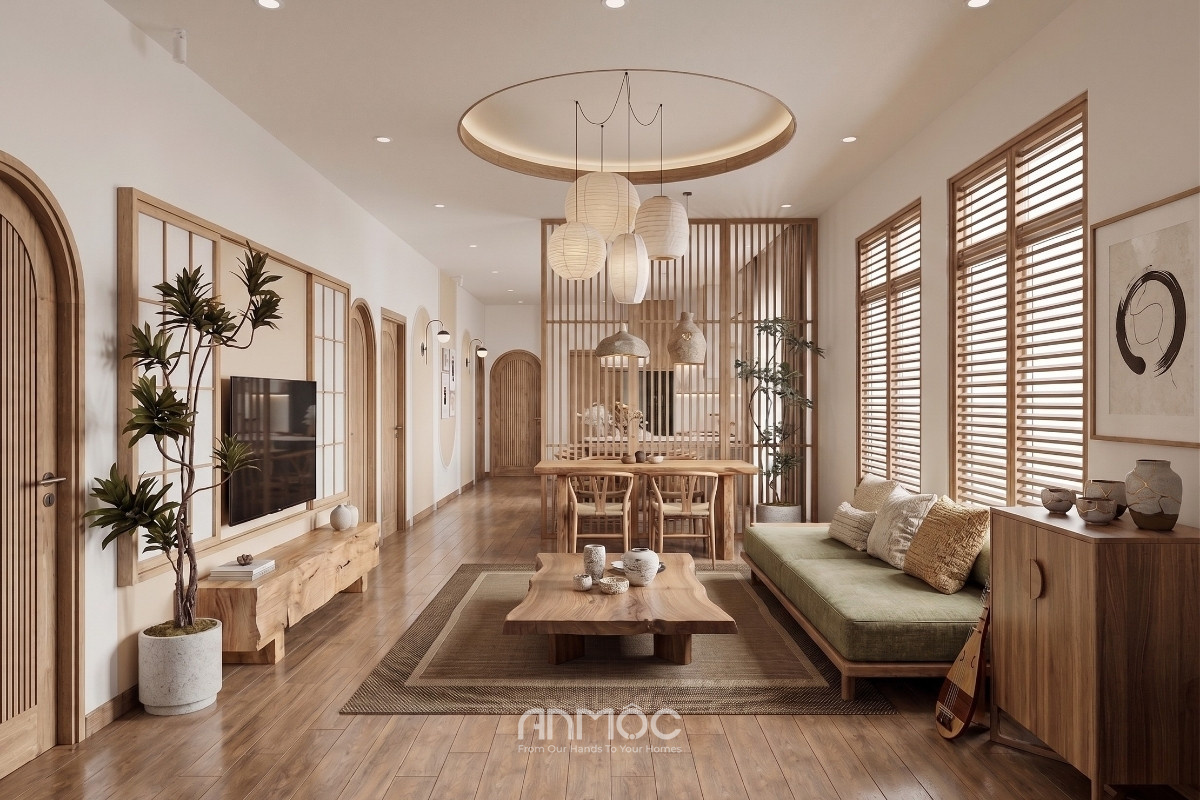 Mẫu thiết kế nội thất nhà phố Japandi 90m2 (3)_An Mộc