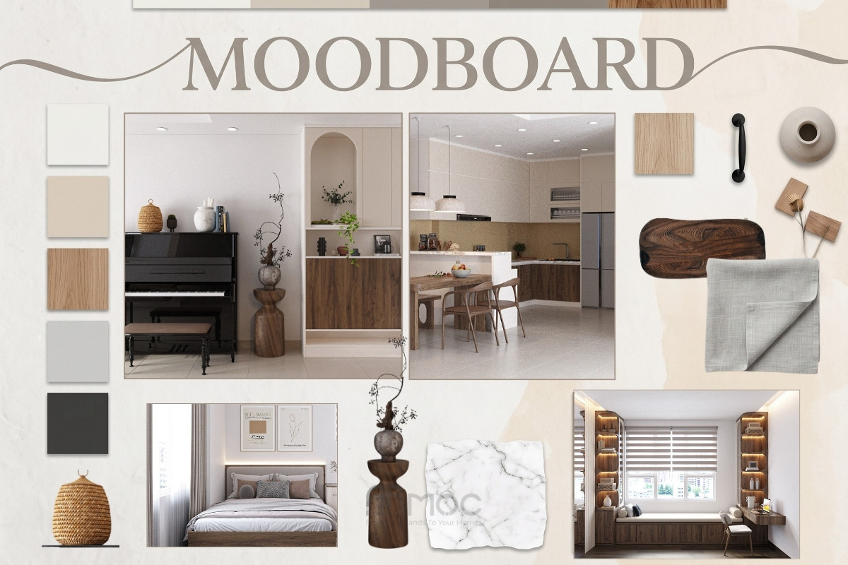 Moodboard chủ đạo trong thiết kế nội thất chung cư Florita 95m2_An Mộc
