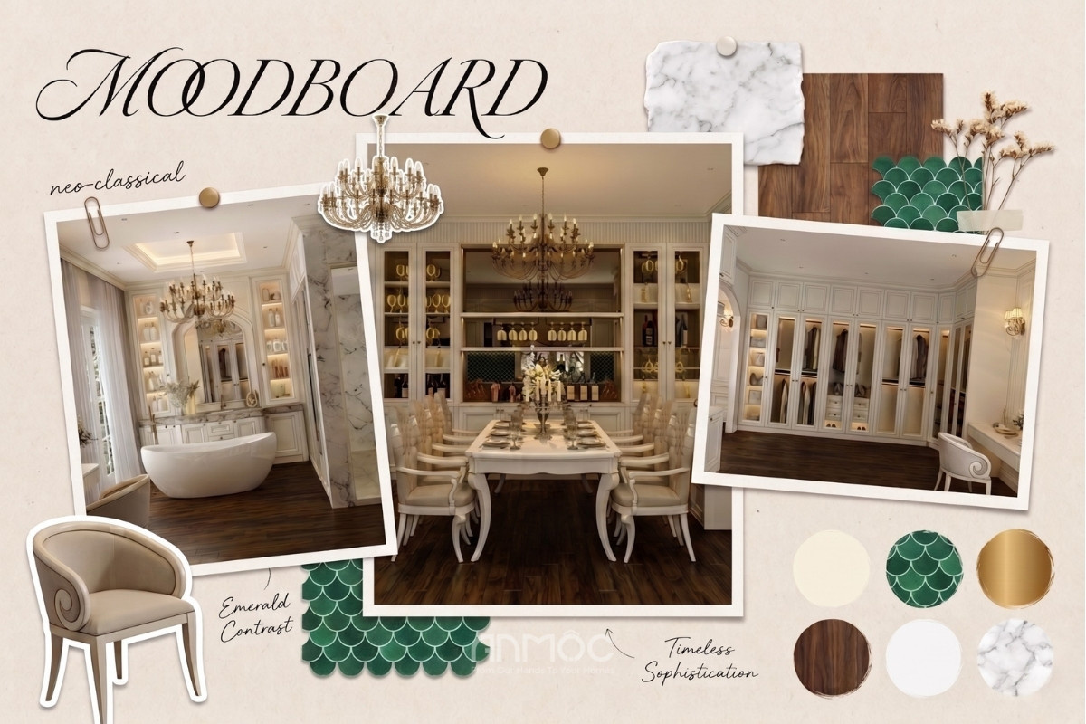 Moodboard nội thất biệt thư Bình Chánh 64m2 của anh Nam