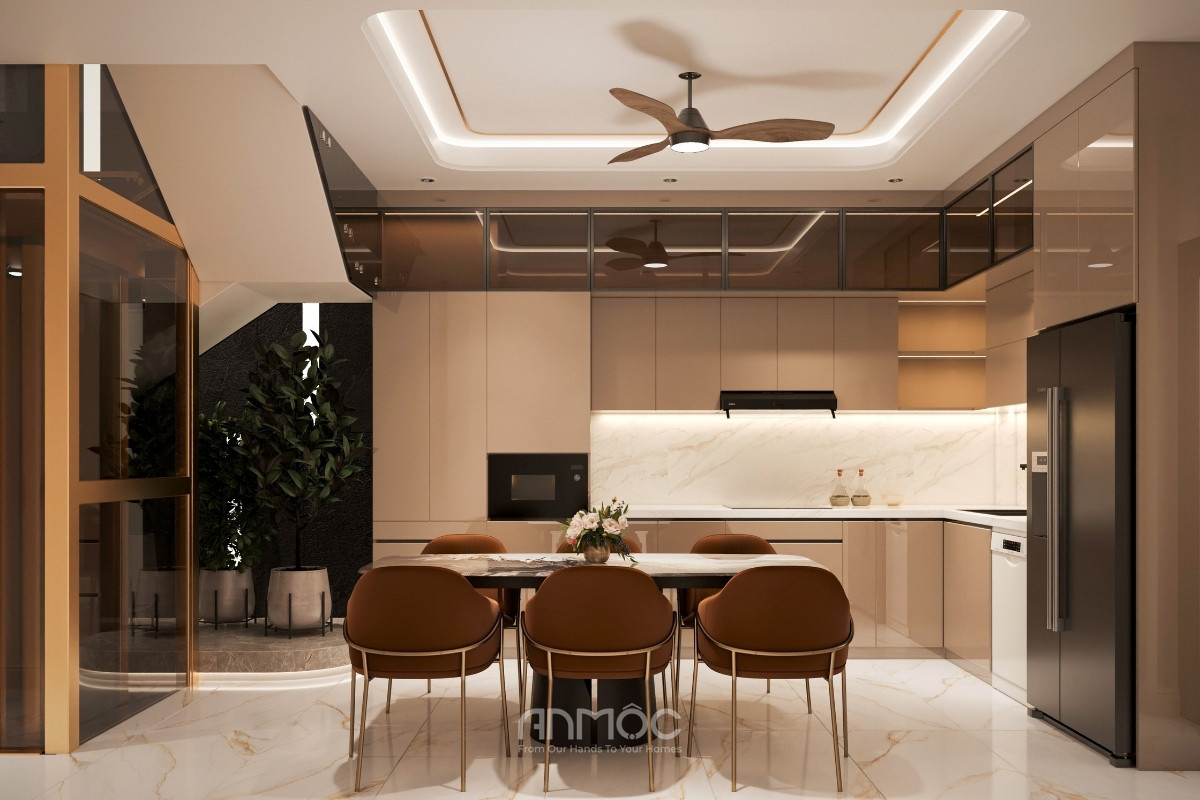 Một góc bếp hiện đại, sang trọng và đầy cảm hứng trong nhà phố anh Minh 163m2_An Mộc