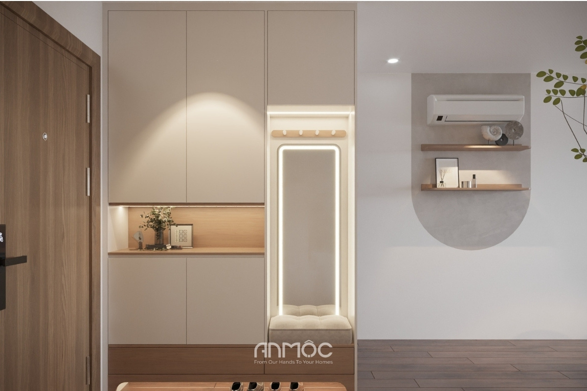 Thiết kế nội thất chung cư Him Lam Phú An 67m2 phong cách Wabi Sabi