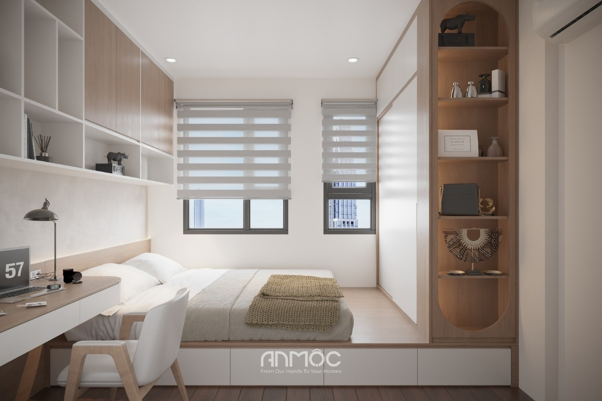 Thiết kế nội thất chung cư Him Lam Phú An 67m2 phong cách Wabi Sabi
