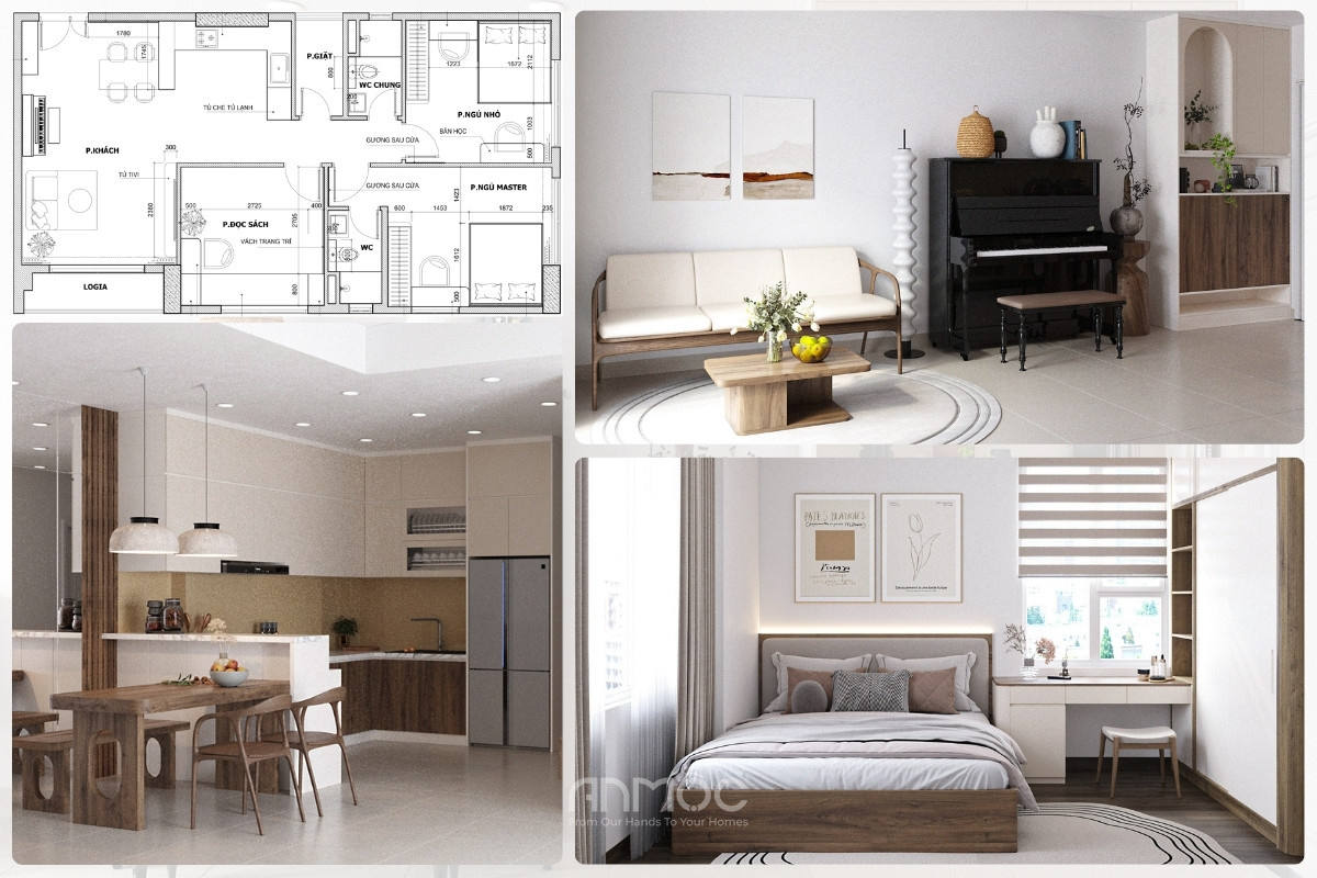 Tổng thể mặt bằng và thiết kế nội thất chung cư Florita 95m2_An Mộc