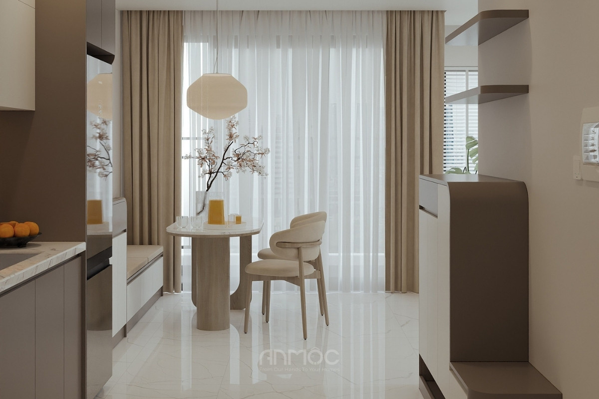 Góc nhìn từ phòng bếp ra phòng khách