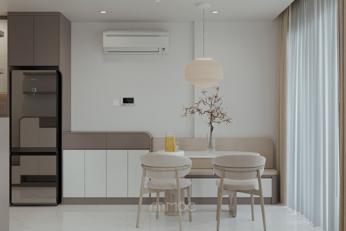 Khu vực bàn ăn được thiết kế nhỏ gọn giúp tiết kiệm diện tích