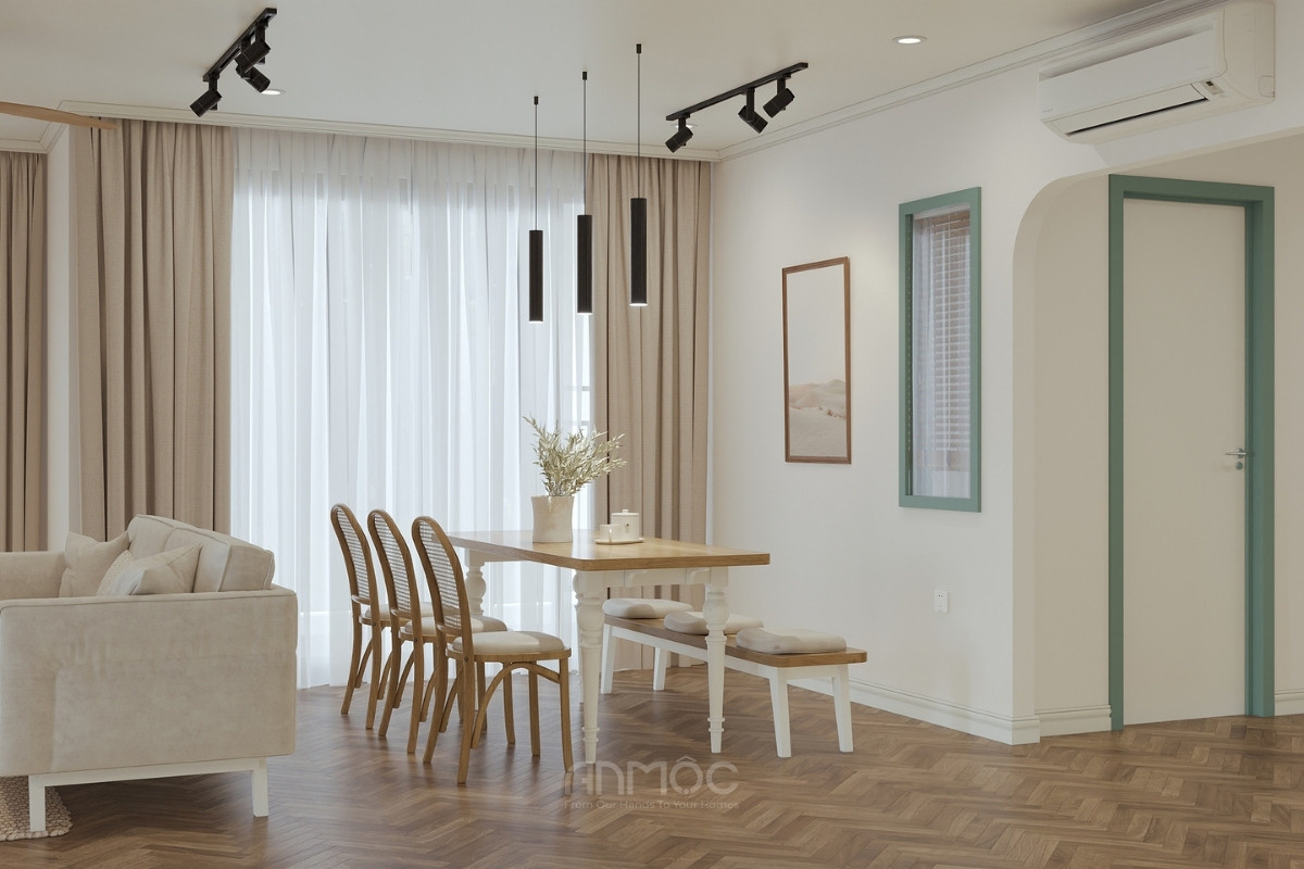 Khu vực bản ăn được thiết kế nhỏ gọn trong khu vực tiếp khách