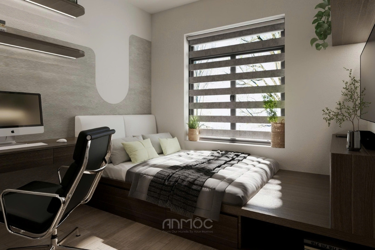 Mẫu giường bục tích hợp ngăn kéo giúp tối ưu tuyệt đối diện tích không gian