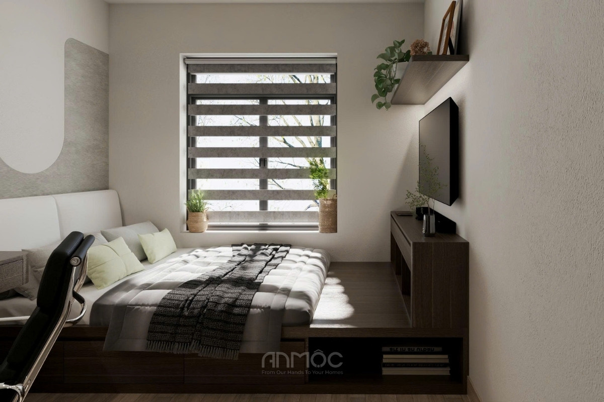 Ô cửa sổ rộng kết hợp rèm cầu vồng giúp tối ưu nguồn ánh sáng tự nhiên