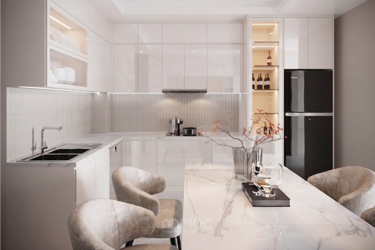 Thiết kế nội thất phòng bếp nhà phố Quận 6 11m2 của chị Như