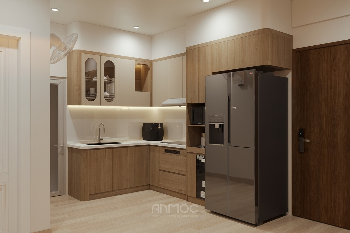 Từ phòng khách nhìn vào phòng bếp