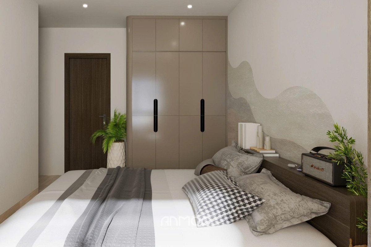 Tủ quần áo kịch trần phủ acrylic bóng, tối ưu lưu trữ và tạo hiệu ứng sang trọng
