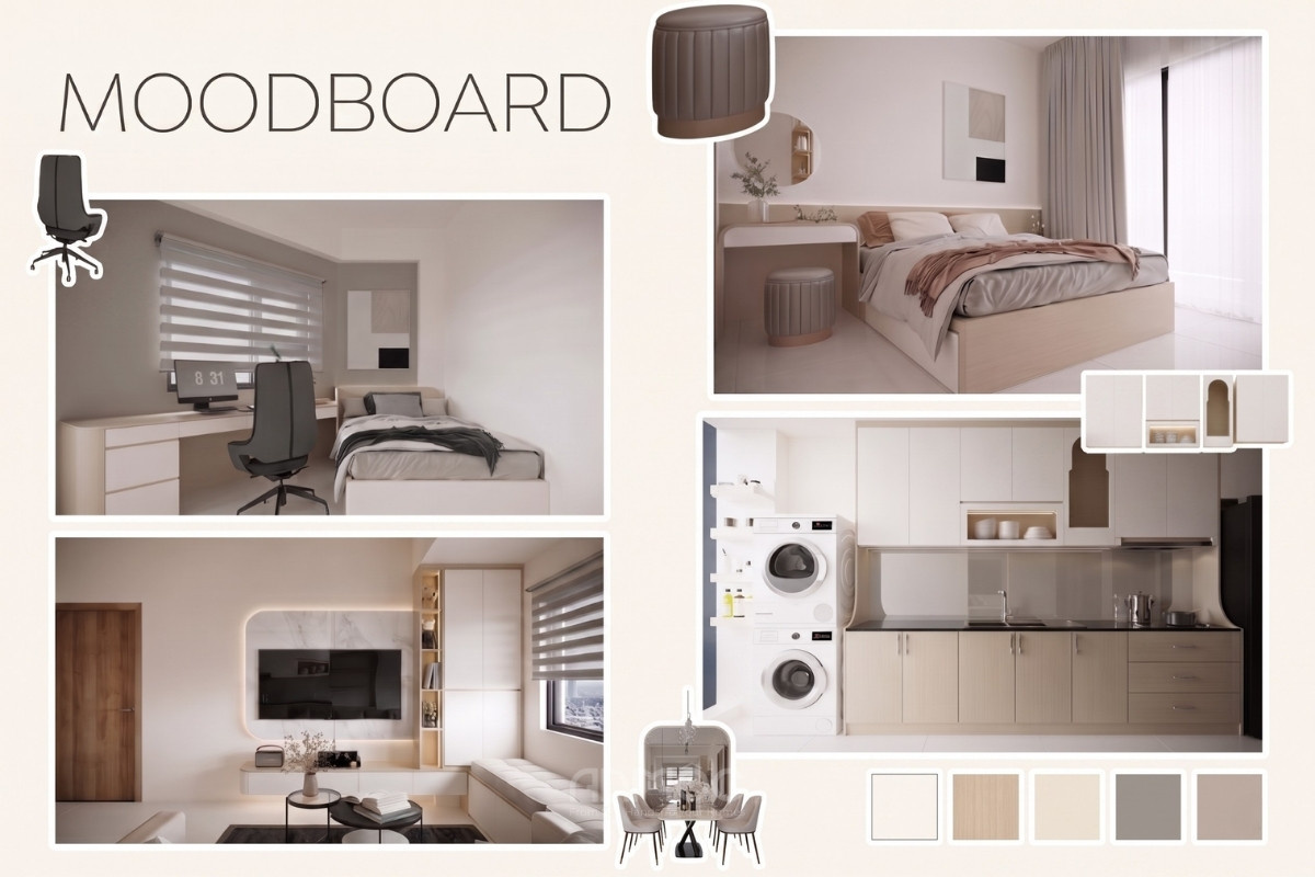 Nội thất căn hộ chung cư Thanh Bình Residence với tông màu nhẹ nhàng